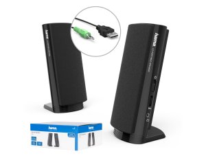Hama Głośniki stereo komputerowe do komputera laptopa minijack 3,5 mm USB