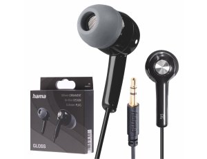 Hama Gloss słuchawki dokanałowe przewodowe czarne minijack 3,5mm stereo