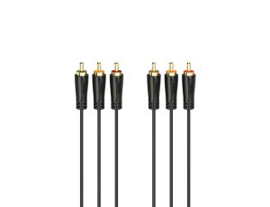 Hama Kabel 3xcinch - 3xcinch 3m, pozłacane wtyki, czarny
