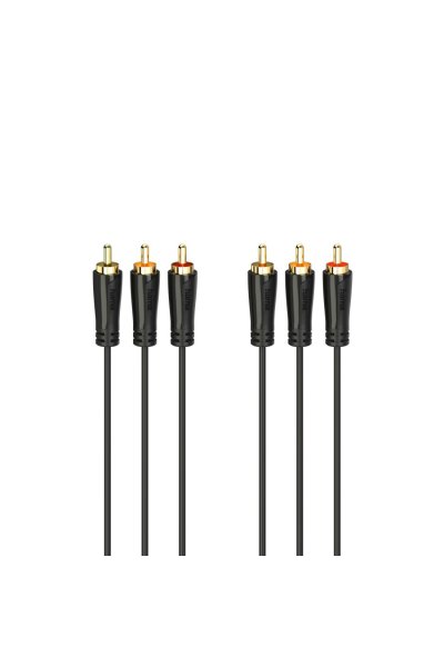 Hama Kabel 3xcinch - 3xcinch 3m, pozłacane wtyki, czarny