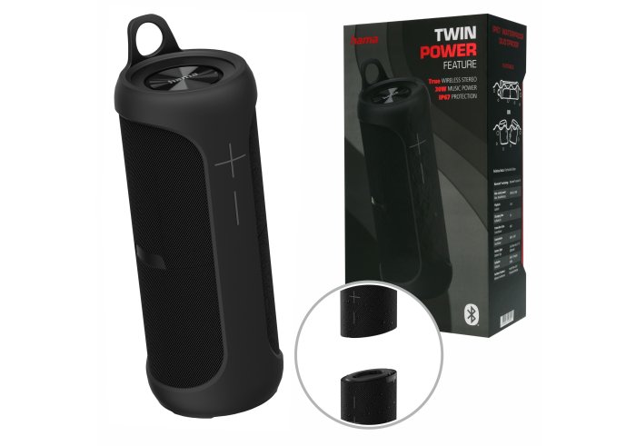 Głośnik mobilny Bluetooth Hama Twin 3.0 Czarny