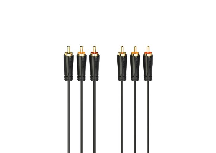 Hama Kabel 3xcinch - 3xcinch 3m, pozłacane wtyki, czarny