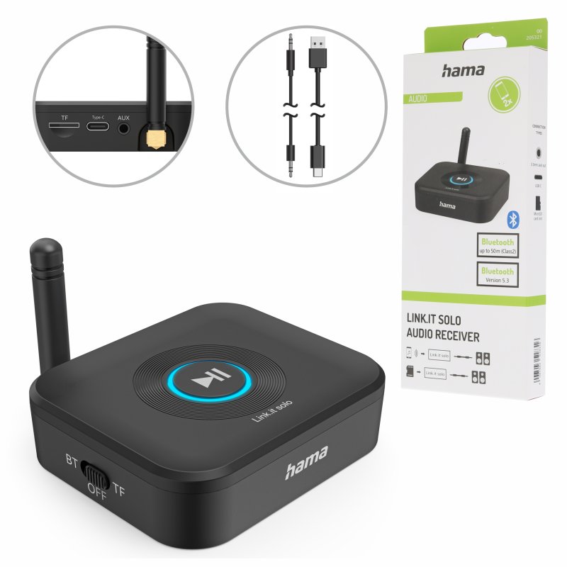 Adapter Bluetooth 5.3 Hama do systemów hi-fi z odbiornikiem minijack