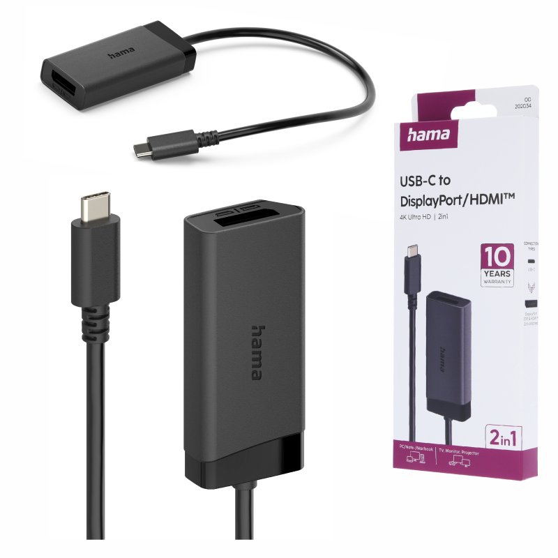 Adapter USB-C do DisplayPort/HDMI 4K Hama