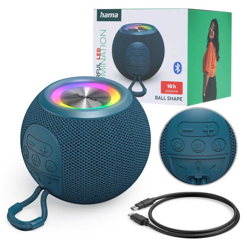 Głośnik Bluetooth Hama BALLSHAPE, kompaktowy, przenośny, niebieski