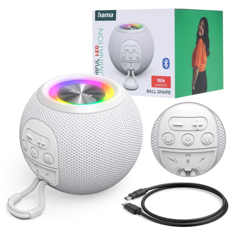 Głośnik Bluetooth Przenośny MOBILNY Hama BALLSHAPE 5W biały bezprzewodowy