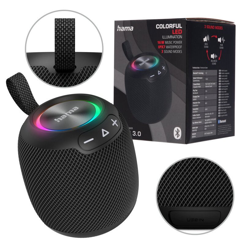 Głośnik mobilny Bluetooth Hama Bomb 3.0 czarny przenośny