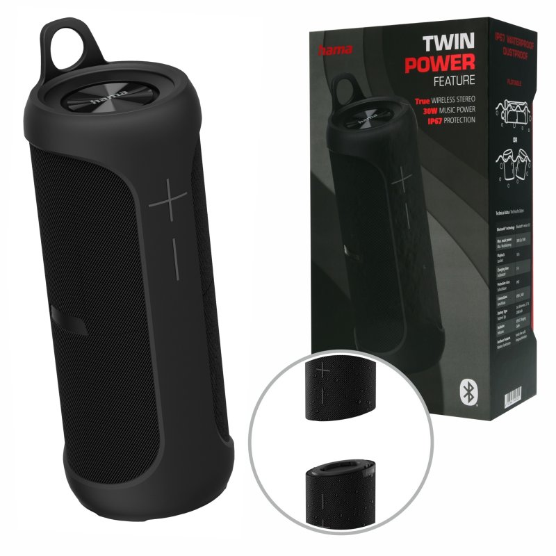 Głośnik mobilny Bluetooth Hama Twin 3.0 Czarny