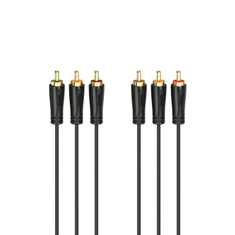 Hama Kabel 3xcinch - 3xcinch 3m, pozłacane wtyki, czarny