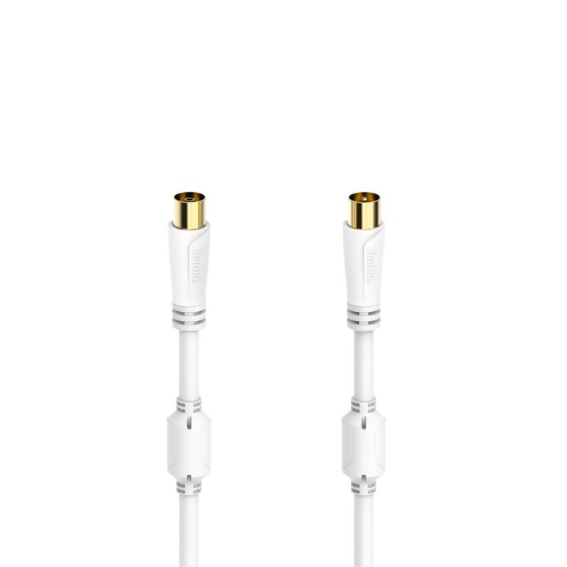 Hama Kabel antenowy 100DB, pozłacany 7,5 m, biały