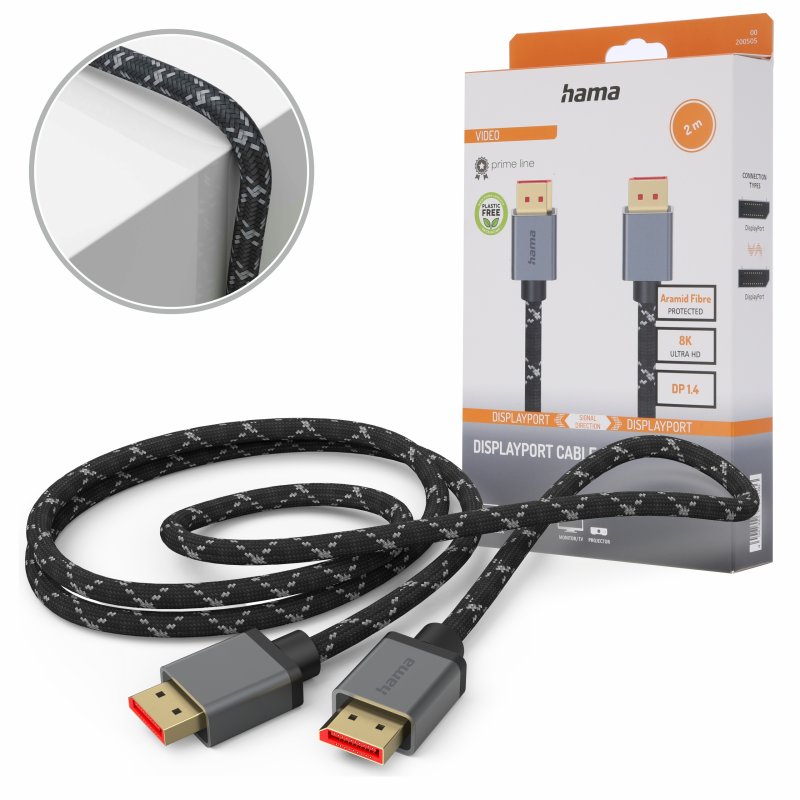 Hama Kabel DisplayPort 1.4 Hama Premium Ultra HD 8K 2 m pozłacana wtyczka