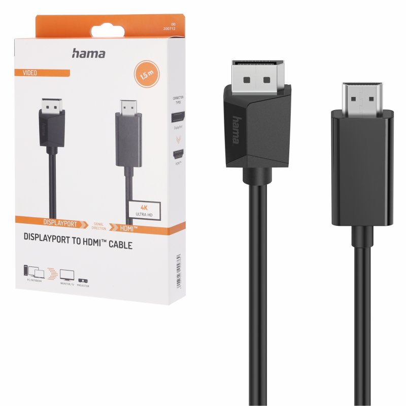 Hama KABEL DISPLAYPORT, HDMI 4K, 1,5m
