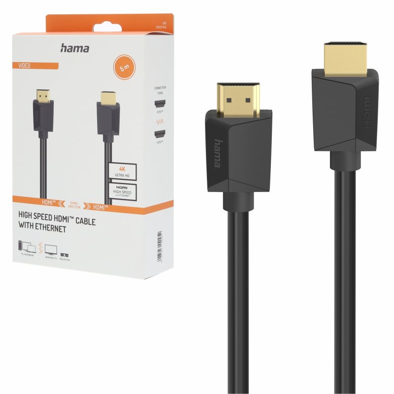 Hama KABEL HDMI 2.0B 4K, 5M ARC pozłacane wtyki podwójne ekranowanie