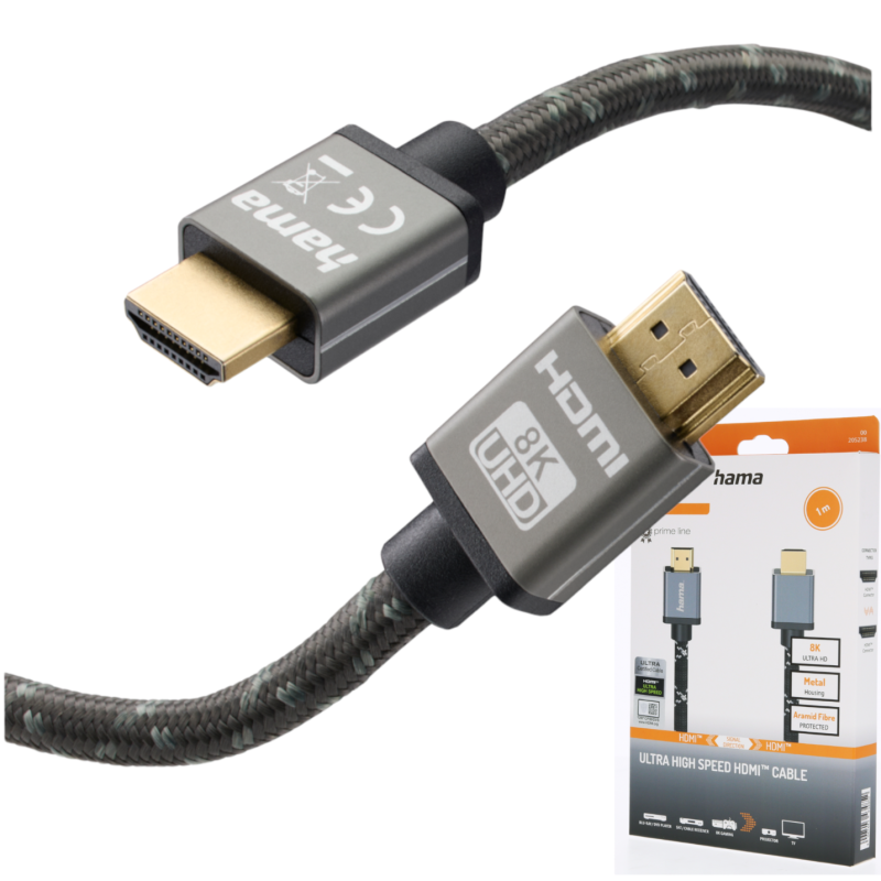 Hama Kabel HDMI 2.1 Ultra High Speed 7680x4320 8K 1m eARC certyfikowany