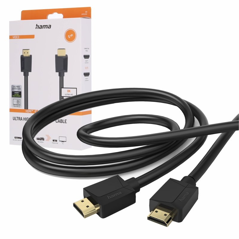 Hama Kabel HDMI 2.1 Ultra High Speed 8K 2M 48 Gbit/s pozłacane wtyki eARC