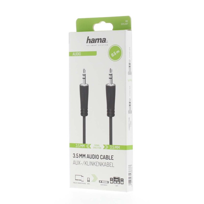 Hama Kabel Jack 3,5mm, Jack 3,5mm 0,5m