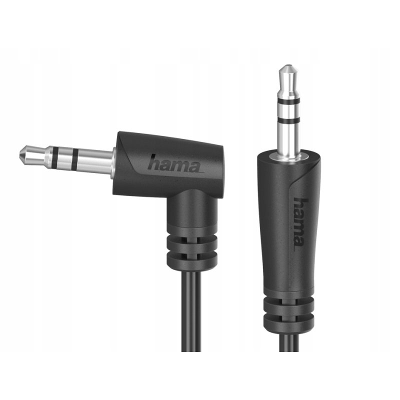 Hama Kabel Jack 3,5mm, Jack 3,5mm Kątowy 1,5m Czarny