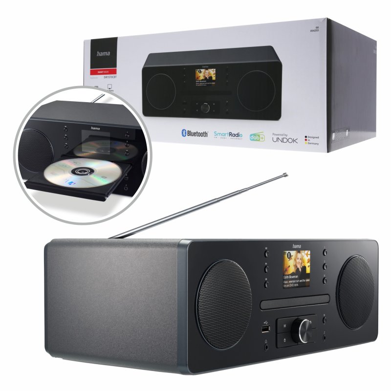 Hama, radio cyfrowe DAB+/Internet/CD/Bluetooth RX/App, czarne