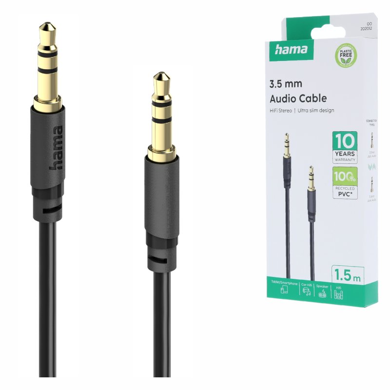 Kabel audio Hama jack 3,5 mm 1,5 m, przewód AUX minijack do telefonu i sprzętu RTV